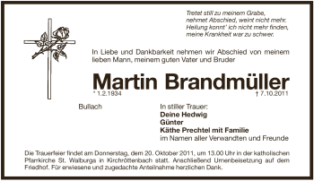 Traueranzeige von Martin Brandmueller von Pegnitz-Zeitung